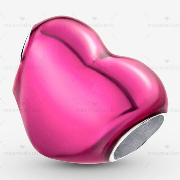 Pandora Metallic Pink Heart Charm - Picture 2 of 7